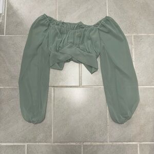 SHEIN Sage Green Off-Shoulder Crop Top